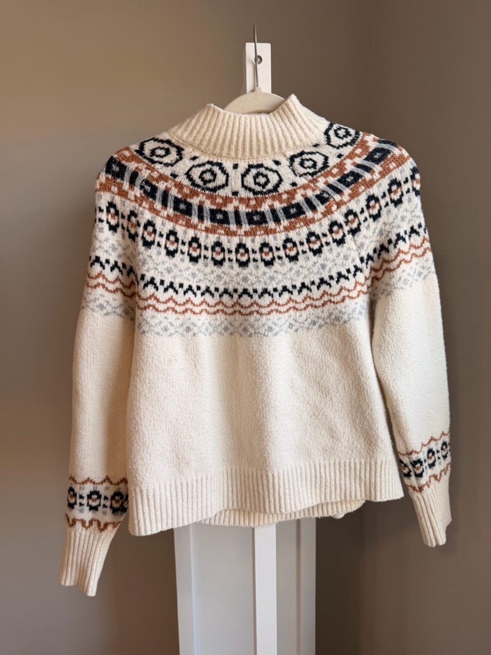 Cream Fair Isle Knit Sweater